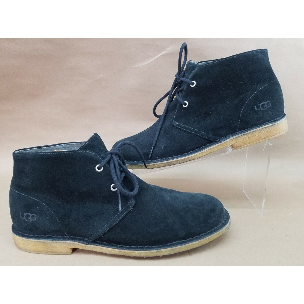 UGG (Sz 10.5) Australia 3271 Leighton Suede Chukka Black Leather Ankle BOOTS Men